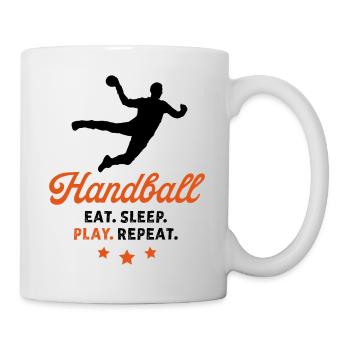 Handball - Eat. Sleep. Play. Repeat - Tasse - Weiß - Rechts