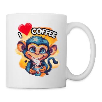 I LOVE Coffee, Genuss, Koffein, Kaffeeliebe, Spaß, - Tasse - Weiß - Rechts