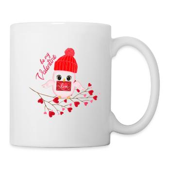 Valentine`s Day Eule mit Mütze - Tasse - Weiß - Rechts
