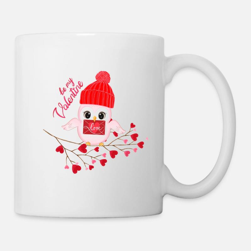 Valentine`s Day Eule mit Mütze - Tasse - Weiß