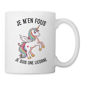 Je M'en Fous Je suis Une Licorne - Mug blanc - blanc - Droite