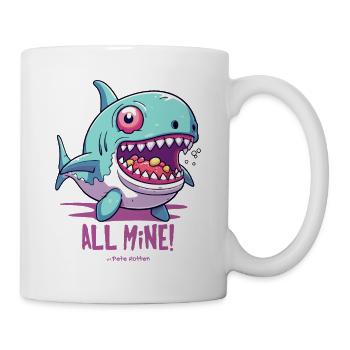 Ich esse alle Süßigkeiten, der "Alles-meins"-Hai - Tasse - Weiß - Rechts