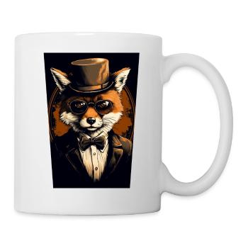 Fuchs mit Hut und Brille - Tasse - Weiß - Rechts