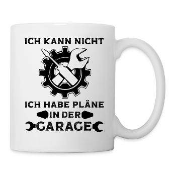 Ich kann nicht ich habe Pläne in der Garage Auto - Tasse - Weiß - Rechts