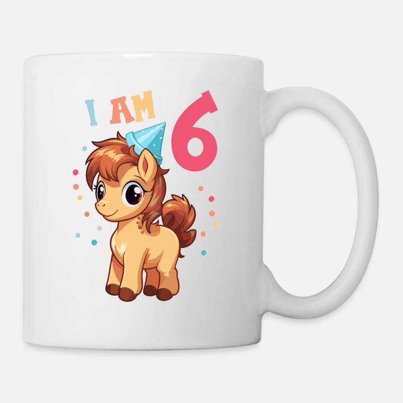 Ich bin 6 Jahre alt Pferde Pferd 6. Geburtstag - Tasse - Weiß