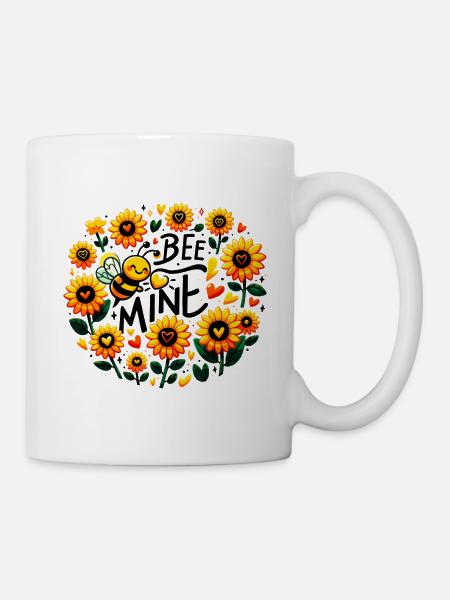 Bee Mine : abeille lunatique et fleurs ludiques - Mug blanc - blanc