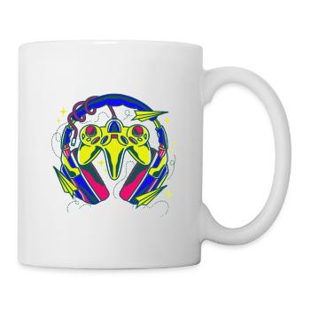 Play Hard Gamer Controller Neon Design - Tasse - Weiß - Rechts