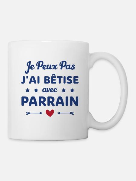 je peux pas j ai bêtise avec Parrain - Mug blanc - blanc