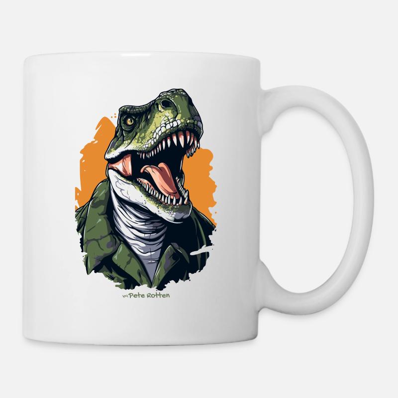 Ein Mensch als T Rex Dinosaurier - Tasse - Weiß