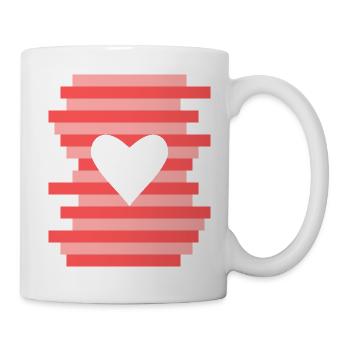 Silhouette coeur à rayures roses - Mug blanc - blanc - Droite
