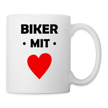 Biker mit Herz - Motorrad - Bike - Tasse - Weiß - Rechts