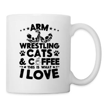 Bras de fer chats café c’est ce que j’aime - ar - Mug blanc - blanc - Droite
