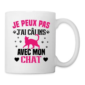 I can't cuddle with my cat humor cat - Mug - white - Right