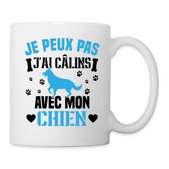 Ich kann nicht mit meinem Hund kuscheln - Tasse - Weiß - Rechts