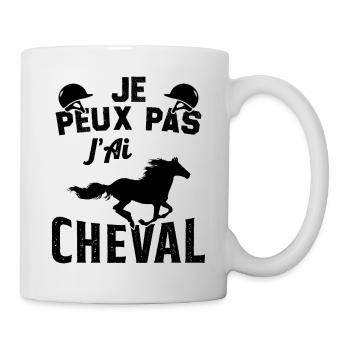 Ich kann nicht, ich habe ein Pferd - Tasse - Weiß - Rechts