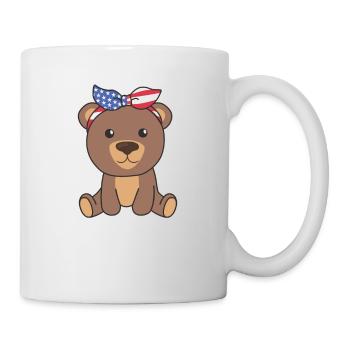 4th of July american bear for kids usa cute animal - Tasse - Weiß - Rechts