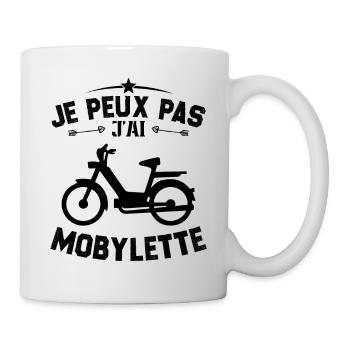 Ich kann nicht, ich habe ein Moped-Geschenk - Tasse - Weiß - Rechts