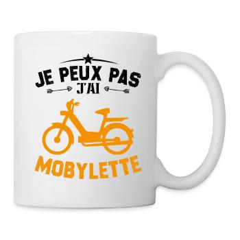Ich kann nicht, ich habe ein Moped-Geschenk - Tasse - Weiß - Rechts