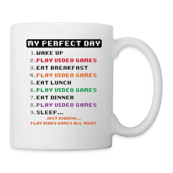 T-shirt Gamer Vintage pour garçon fille enfants journée parfaite - Mug blanc - blanc - Droite