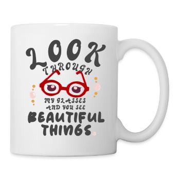 Lunettes brillantes positives - Mug blanc - blanc - Droite