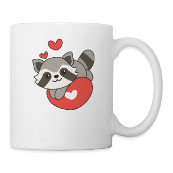 Waschbär zum Valentinstag süße Tiere Herzen - Tasse - Weiß - Rechts