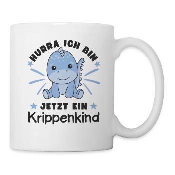 Hurra Ich Bin Jetzt Ein Krippenkind Dino - Tasse - Weiß - Rechts