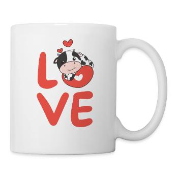 Vache Saint-Valentin Animaux mignons Coeurs Amour - Mug blanc - blanc - Droite