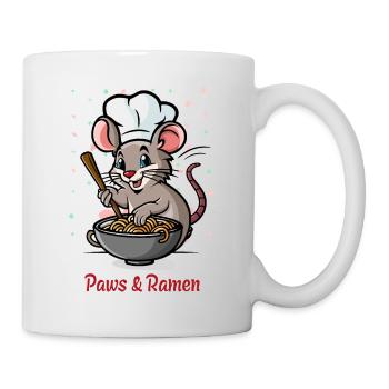 Paws and Ramen Lustige Ratte Tier Sprüche - Tasse - Weiß - Rechts