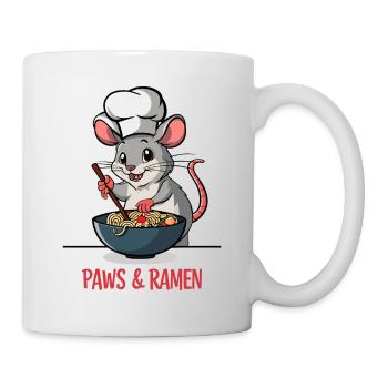 Paws and Ramen Lustige Ratte Tier Sprüche - Tasse - Weiß - Rechts