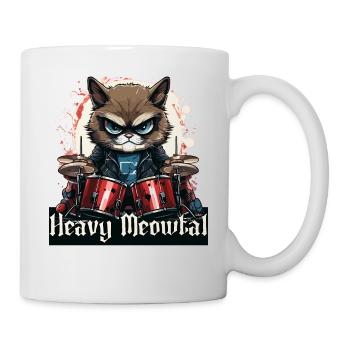 Heavy Metal Headbanger présente Drummer Cat - Mug blanc - blanc - Droite
