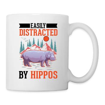 Facilement distrait par les hippopotames Hippopotame Hippopotame - Mug blanc - blanc - Droite