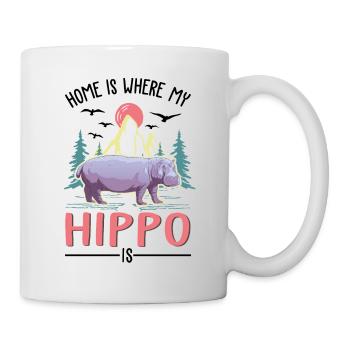 La maison est là où se trouve mon hippopotame, hippopotame - Mug blanc - blanc - Droite