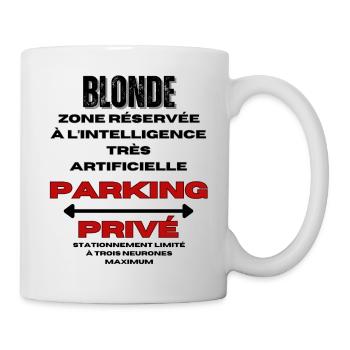 Geschenk für Frauen, Blondine, Humor, Humorvolles T-Shirt - Tasse - Weiß - Rechts