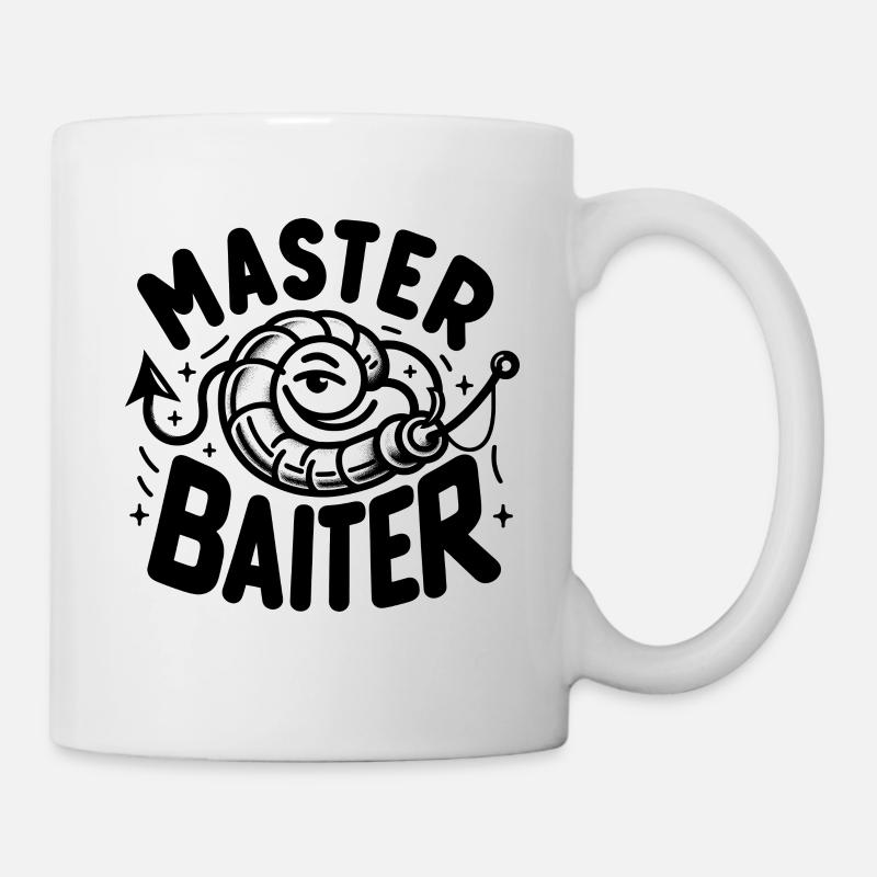 Master Baiter" - Fun Fishing Pun Tee Design - Mug - white