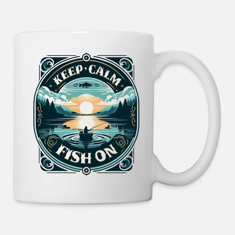 Lever de soleil serein du pêcheur - Gardez votre calme et pêchez - Mug blanc - blanc