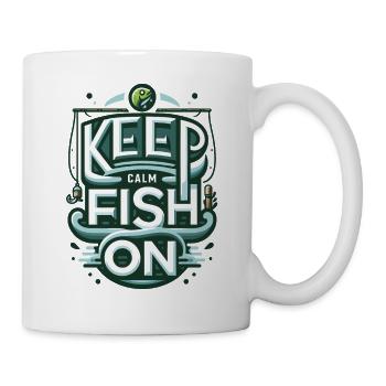 Entspannendes "Keep calm and fishing on"-Angler-Design - Tasse - Weiß - Rechts
