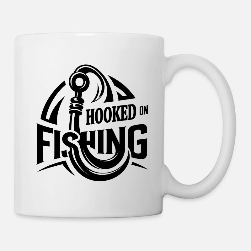 « Hooked on Fishing » - T-shirt graphique élégant pour pêcheur - Mug blanc - blanc
