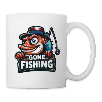 Cheeky Fish Gone Fishing - Humorous Fishing Design - Mug - white - Right