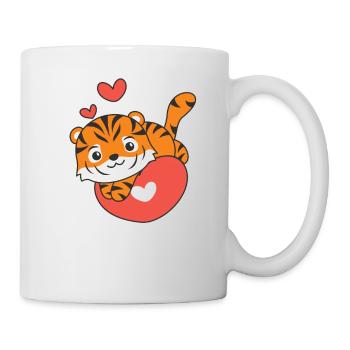 Tigre Saint-Valentin Animaux mignons Coeurs - Mug blanc - blanc - Droite