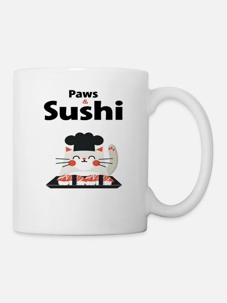 Ich liebe Katzen und Sushi - Tasse - Weiß
