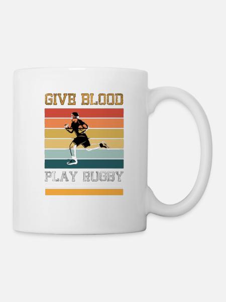 Donner du sang à un joueur de rugby en disant que le rugby - Mug blanc - blanc