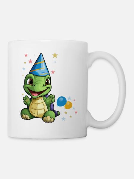 Ich bin 7 Schildkröten Schildkröte 7. Geburtstag - Tasse - Weiß