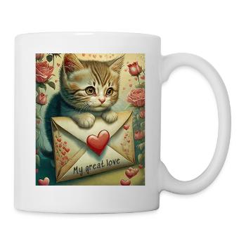 VALENTINE'S DAY CAT LETTER My great love - Mug - white - Right