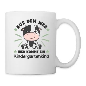 Aus Dem Weg Hier Kommt Ein Kindergartenkind Kuh - Tasse - Weiß - Rechts