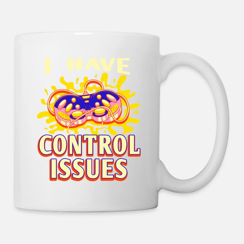 Gamer Control Issues – Colorful Game Consoles Art - Mug - white