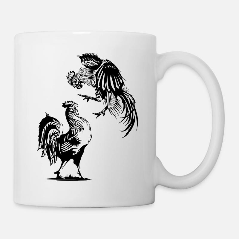 Combat De Coqs, Poulet, Poule, Oeuf, Coq - Mug blanc - blanc