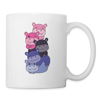 Omnisexuell Flag Pride LGBTQ süßer Hippo Stapel - Tasse - Weiß - Rechts