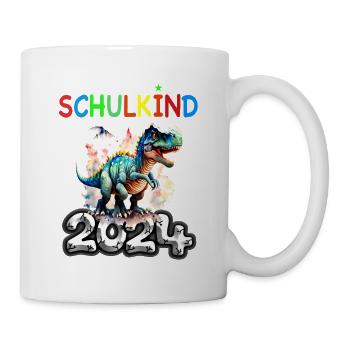 Schulkino t Rex Dino 2024 Einschulung Jungen - Tasse - Weiß - Rechts