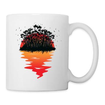 Karibik Insel Sonne Sonnenuntergang Urlaub Natur - Tasse - Weiß - Rechts
