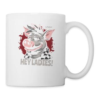Hey Ladies! Hübsches Schwein - Tasse - Weiß - Rechts